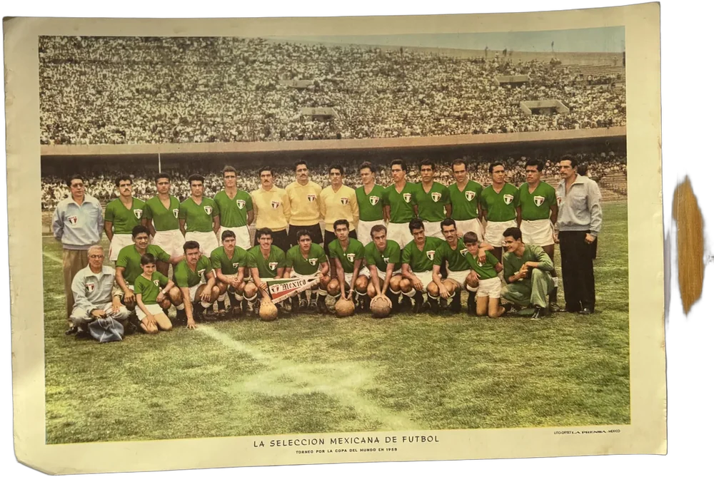 Vintage Póster Selección Mexicana De Futbol 1958