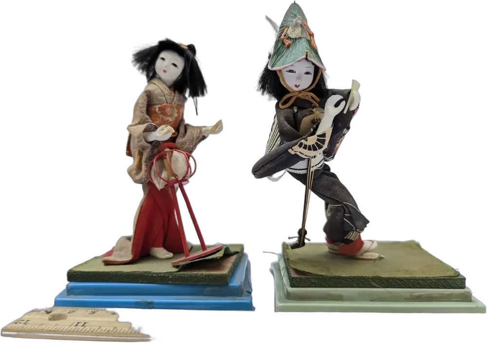 Vintage Muñecas Japonesas Geisha Y Musico Tradicional