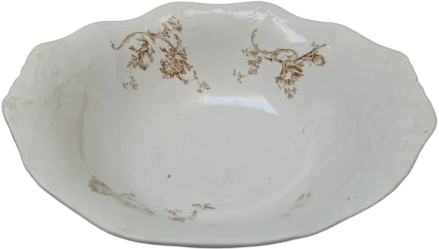 Antiguo Tazon Johnson Bros England Neapolitan Semi-porcelain Blanco Con Decoraciones Doradas
