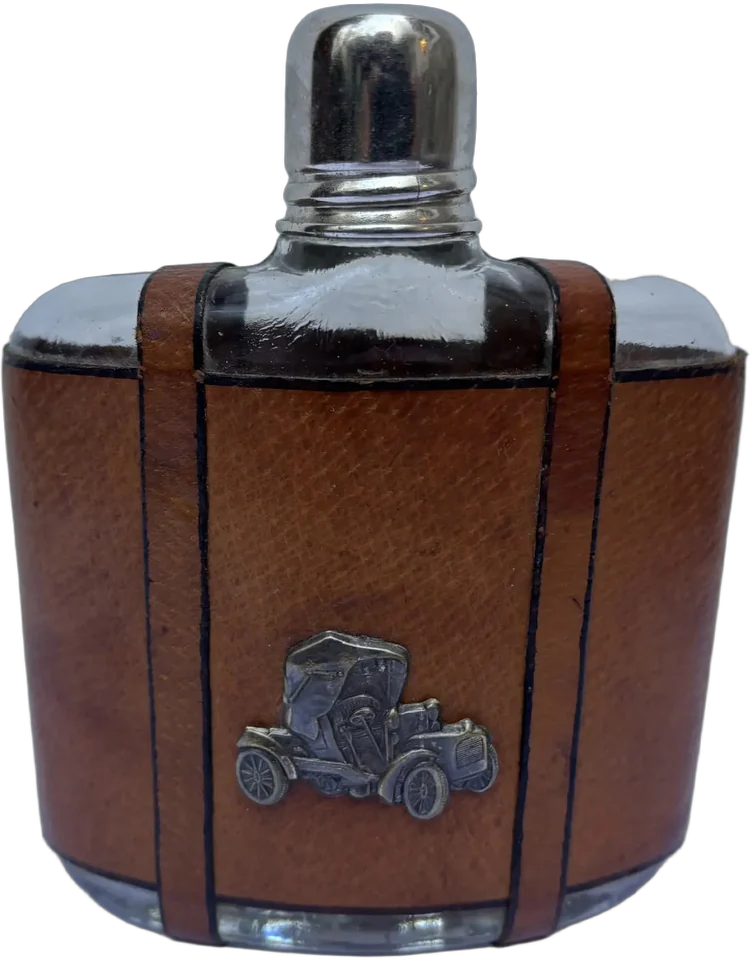Vintage Panchita O Porta Licor Piel Italiana Marrón Claro