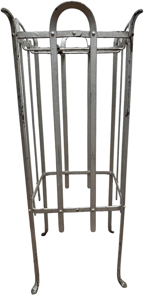 Antiguo Soporte Para Macetas Hierro Forja Remachado Gris Antiguo/retro