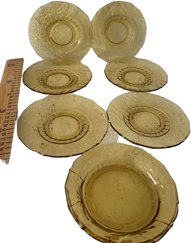 Platos Vintage Para Postres Ámbar Amarillo Amarillo Floral