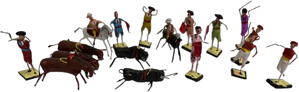 Miniaturas Toreros Arcilla Y Alambre Artesanía Mexicana Multicolor