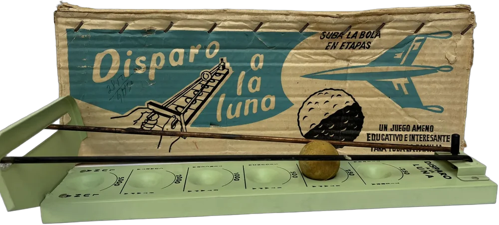 Vintage Juego De Mesa Educativo Disparo A La Luna 50s