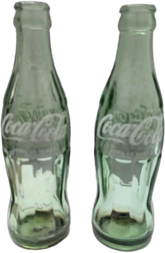 Lote De 2 Botellas Coca-cola Vidrio Verde Hecho En México Green