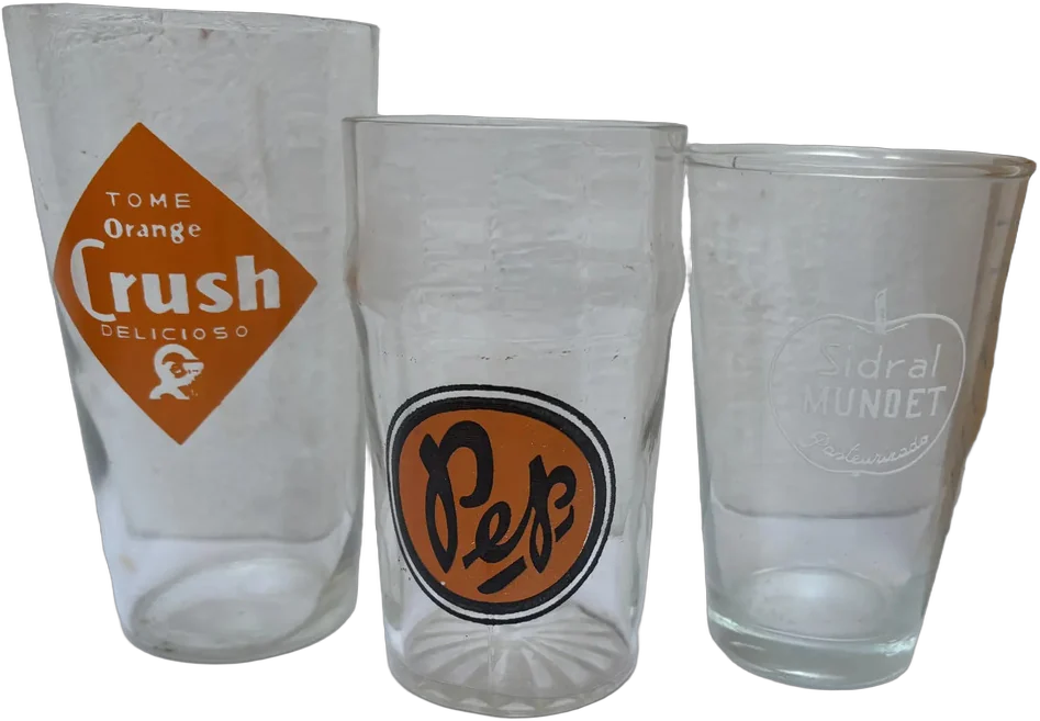 Vasos Vintage De Refrescos Mexicanos Crush, Pep, Sidral Multicolor