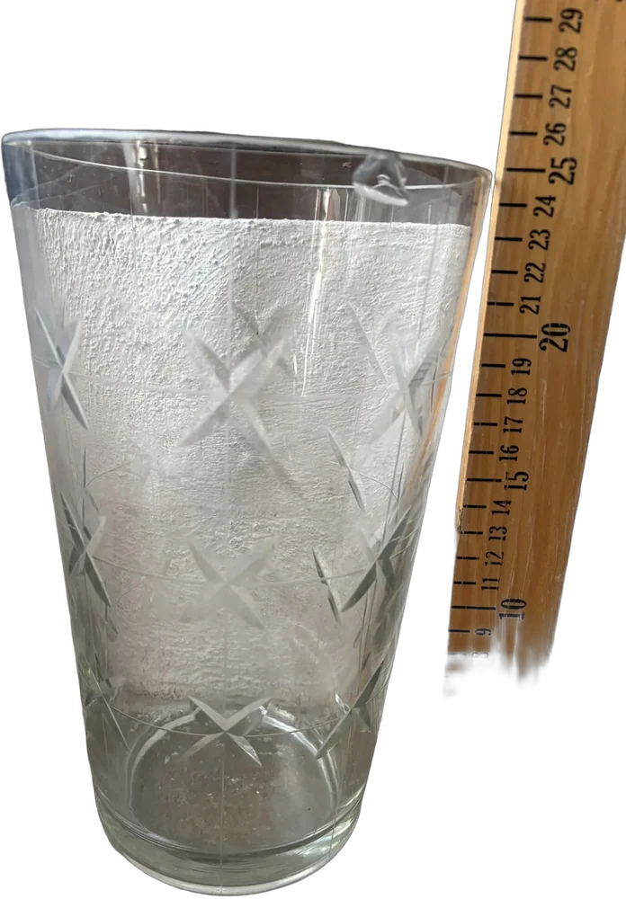 Vintage Jarrón De Cristal Tallado A Mano Con Detalle Transparente Tallado Estrellas