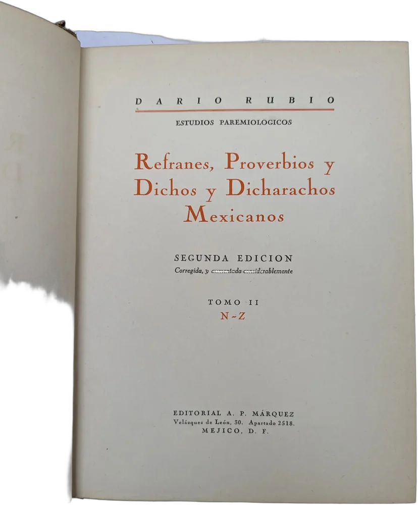 Antiguo Libro Refranes, Proverbios Dichos Tomo Ii