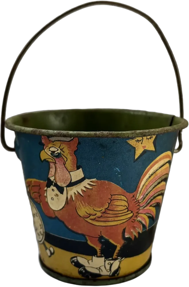 Antigua Cubetita Lámina Litografiada Juguete 1930 Gallo