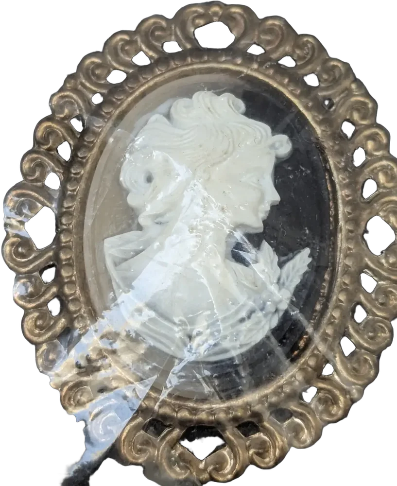 Antiguo Camafeo Broche De Gran Tamaño Estilo Victoriano Beige