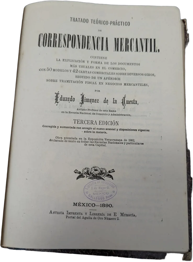 Antiguo Libro Tratado De Correspondencia Mercantil 1890 — imagen 1