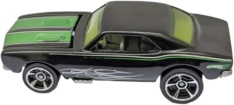 Vintage Hot Wheels '67 Camaro Black & Green Real Riders Negro