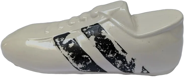 Vintage Alcancía De Cerámica En Forma De Zapato De Fútbol Tacos Blanco