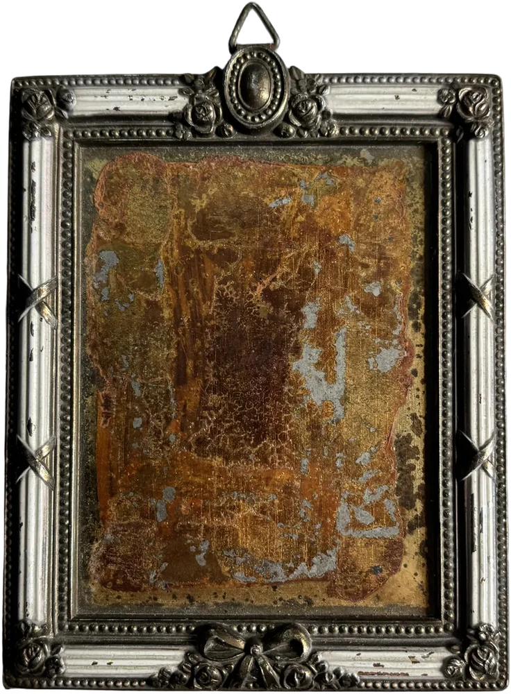 Antiguo Marco Metálico Decorado 10x8 Cm Dorado/blanco