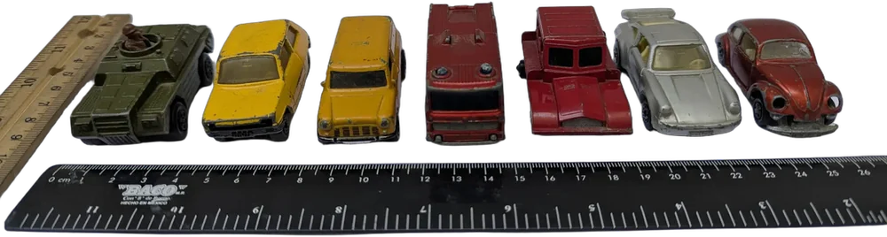 Lote De 7 Vehículos Antiguos A Escala Matchbox Y Lesney Azul