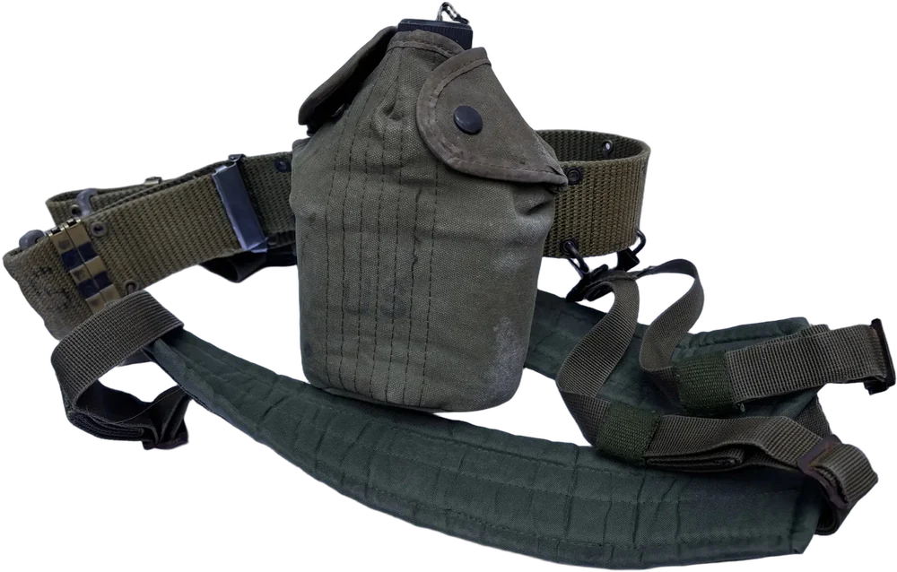 Cinturón Táctico Militar Con Cantimplora Us Verde Lisa Único