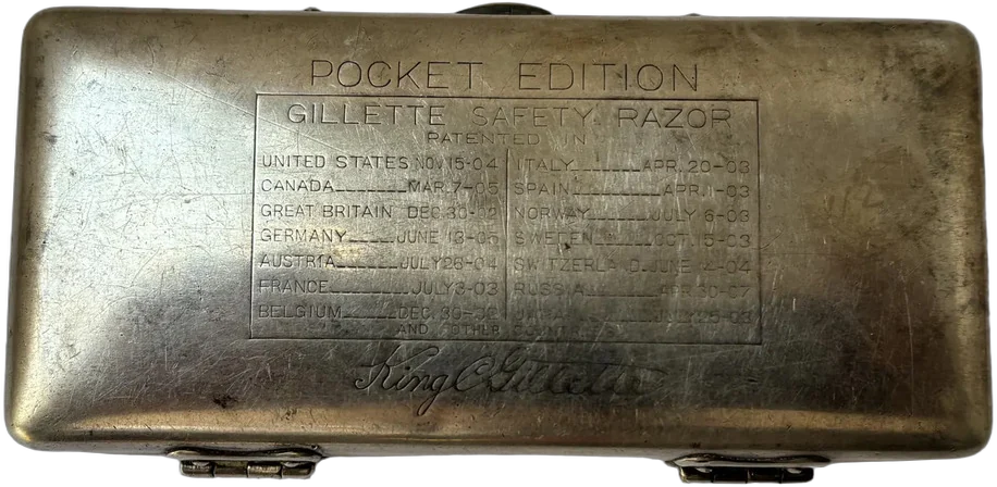 Antiguo Estuche De Navaja Metálico Plateado Plateado