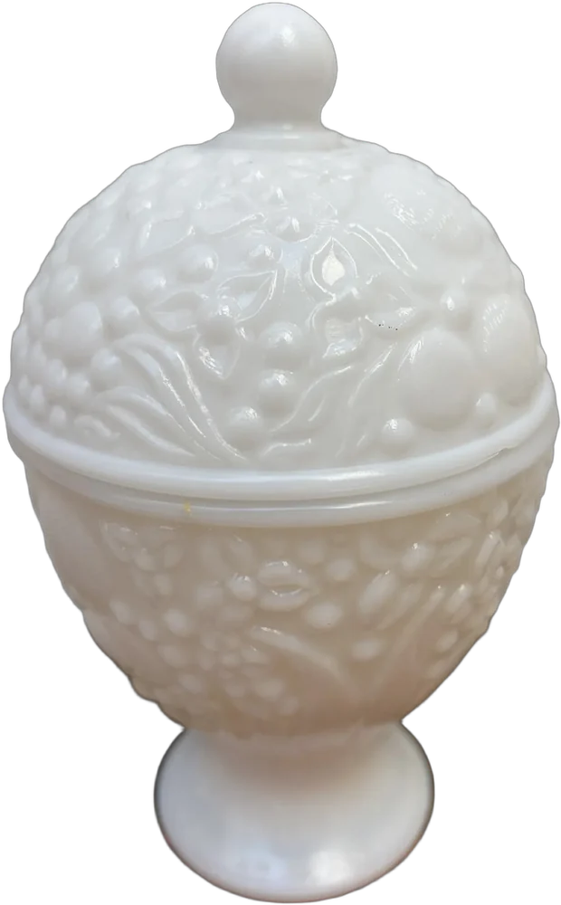 Vintage Dulcero Vidrio Decoración Floreada Avon Usa Blanco Flores