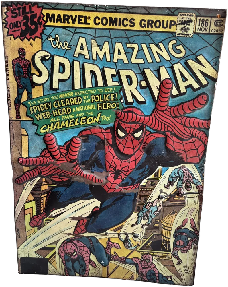 Vintage Póster Metálico Hombre Araña 33x23 Cm