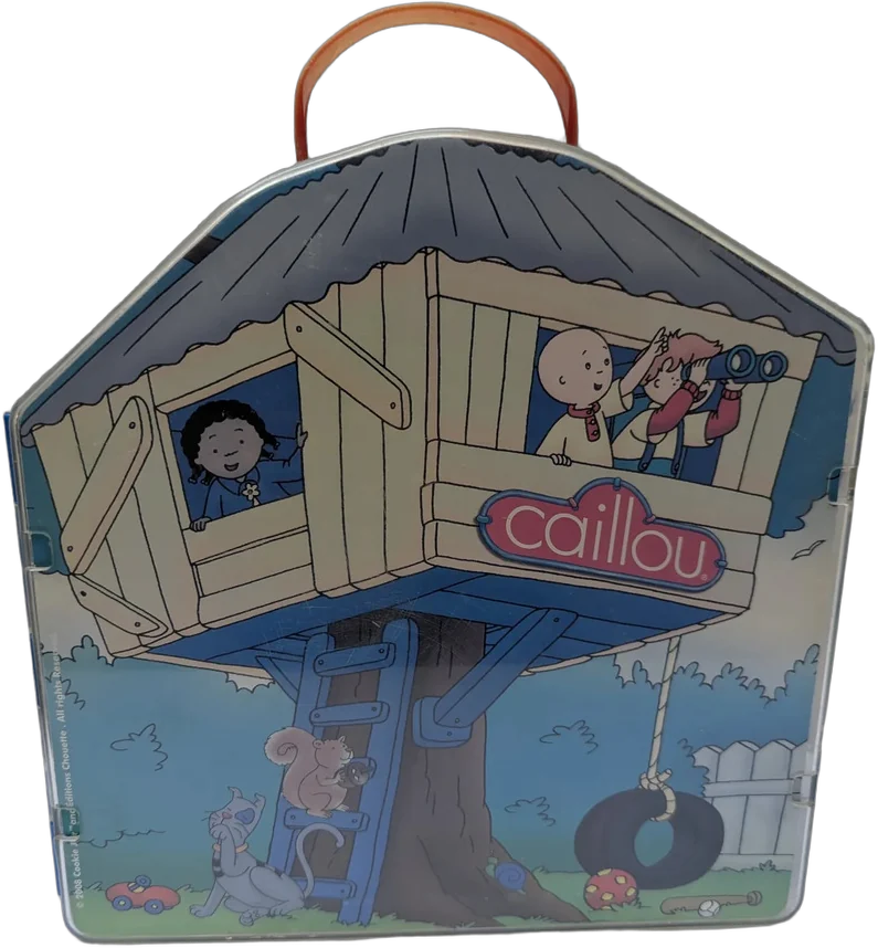 Vintage Juguete Caillou Casa Del Árbol Maletín Cookie Jar Azul
