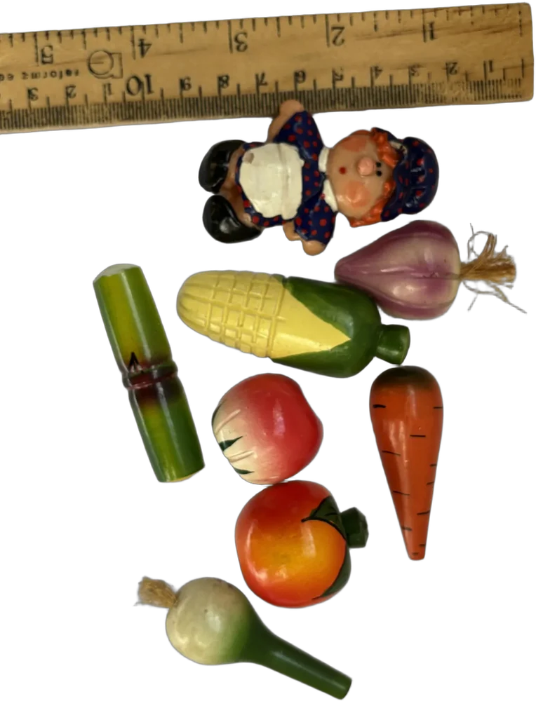 Vintage Set De Imanes De Refrigerador Verduras Multicolor Verduras Y Cocinera