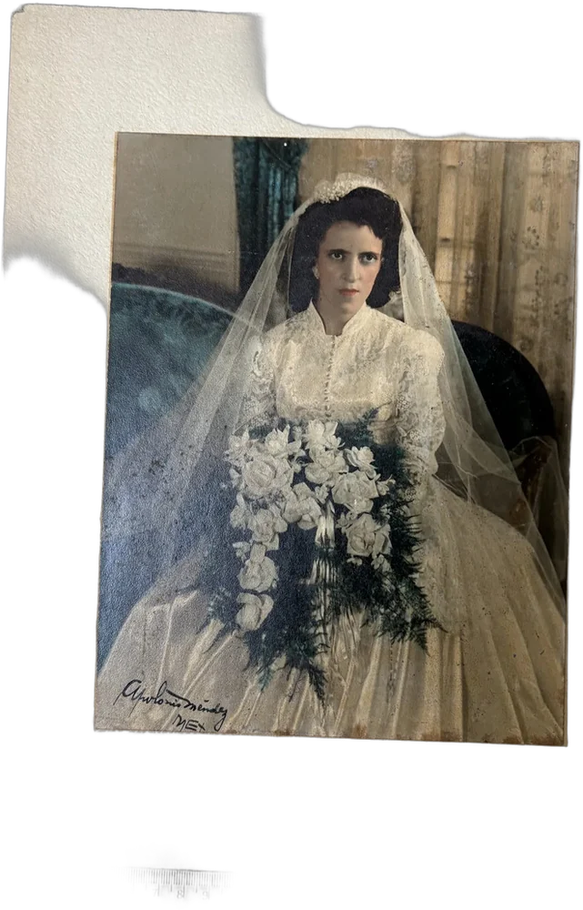 Foto Antigua Novia 1951 Coloreada A Mano Apolonio Méndez