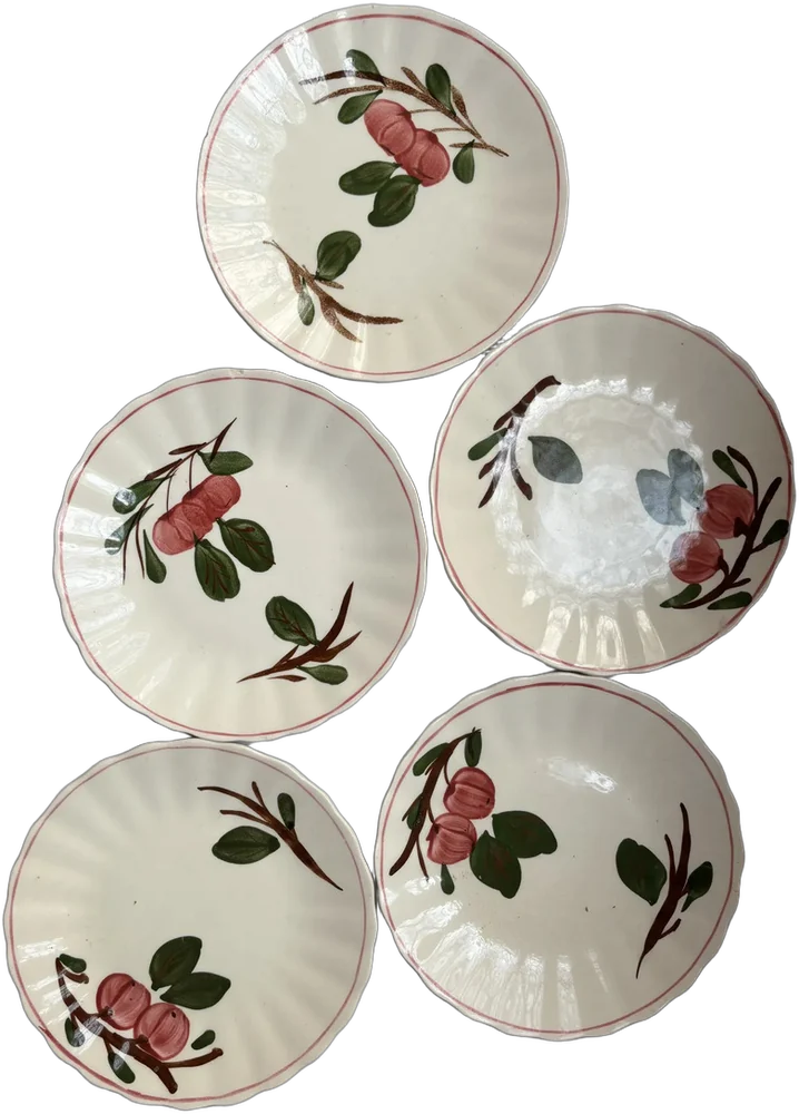 Vintage Platos Pastel Postre Crab Apple P Blanco Floreado