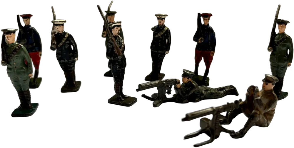 Antiguo Set De Soldaditos De Plomo Ingleses 1920 Verde Oscuro