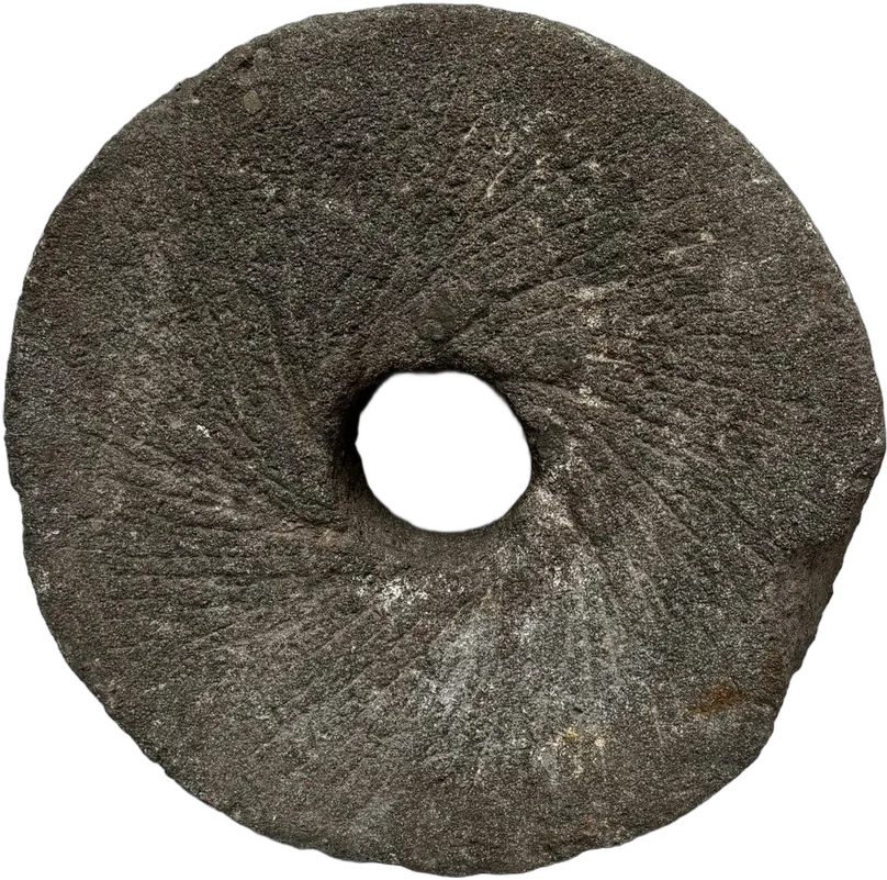 Antigua Piedra De Molino Circular Decoración Negro 22 Cm 7 Cm