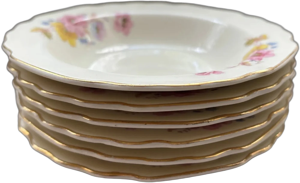 Vintage 6 Platos Para Postre Porcelana Lido Canary Tone L1 Blanco Canary Tone