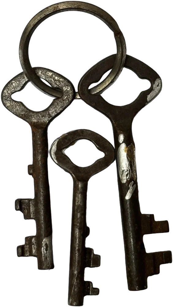 Tres Llaves Antiguas De Esqueleto 6, 7, 8 Cm