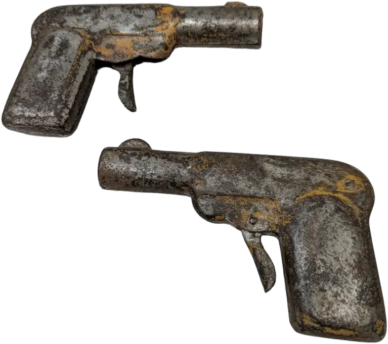 Antiguo Par De Pistolas Lanzadoras De Agua De Lámina — imagen 1