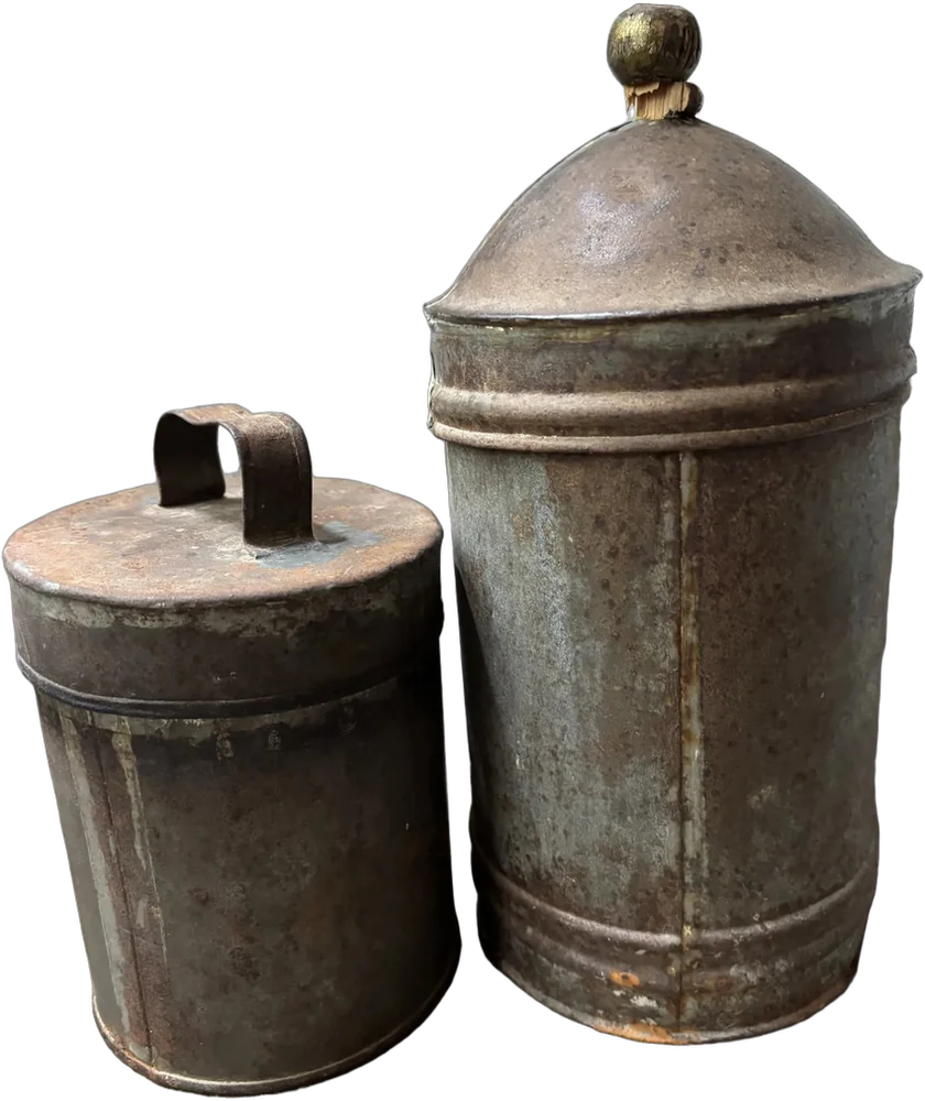 Antiguos Especieros De Hojalata Decoración Vintage Gris Oscuro