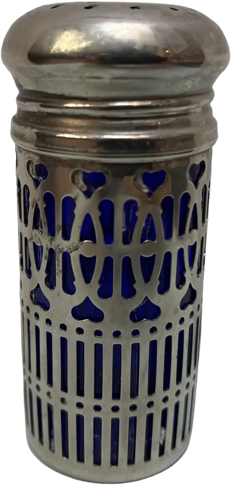 Vintage Pimentero Azul Cobalto Filigrana Plateada Godinger Azul