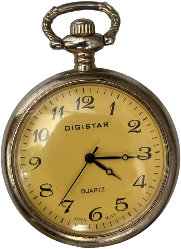 Vintage Reloj De Bolsillo Digistar Cuarzo Japan Movt Dorado