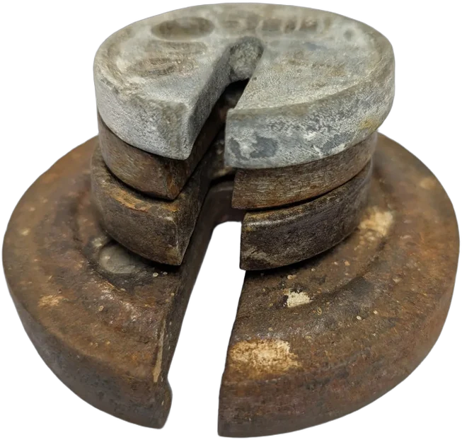 Antiguo Juego De Pesas De Ranura Hierro Y Aleación 4 Piezas