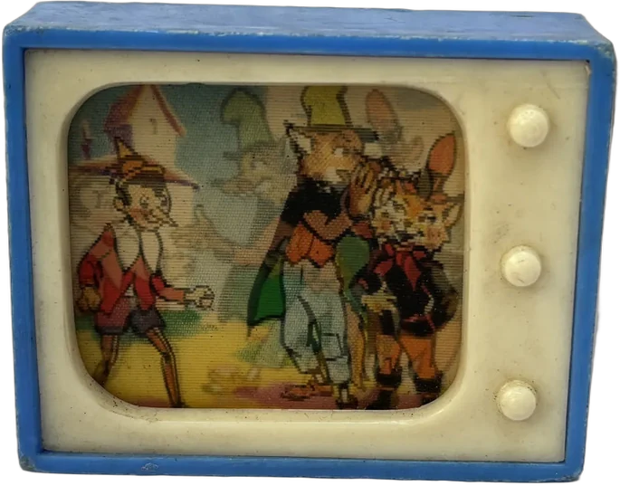 Vintage Miniatura Televisión Gato Con Botas 3ra Dimensión