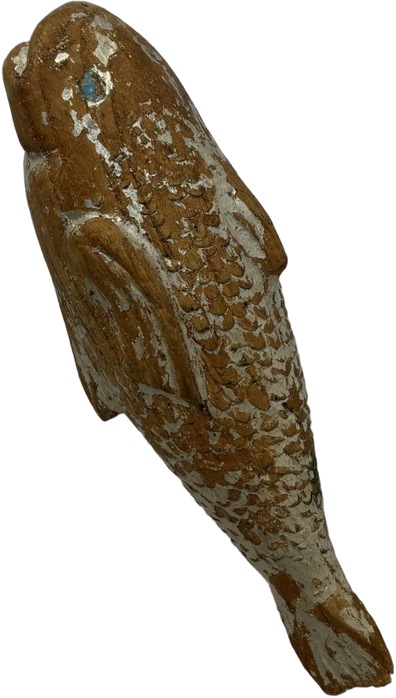 Antigua Figura De Pescado Tallada En Madera — imagen 1