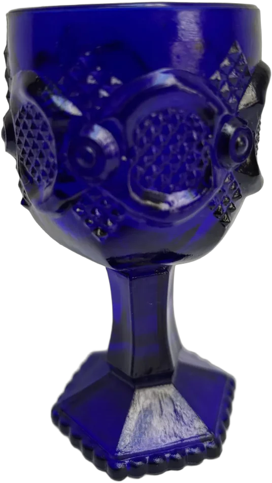 Vintage Copa De Cristal Azul Índigo Labrada Avon Azul