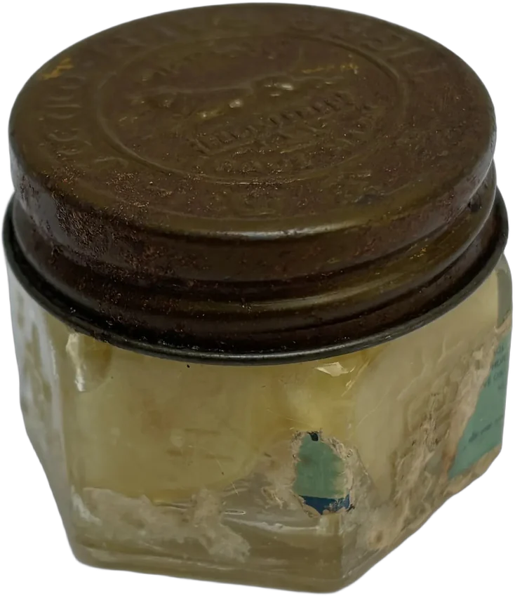 Antiguo Frasco Coleccionable Tapa Latón Pomada Tigre Tigre