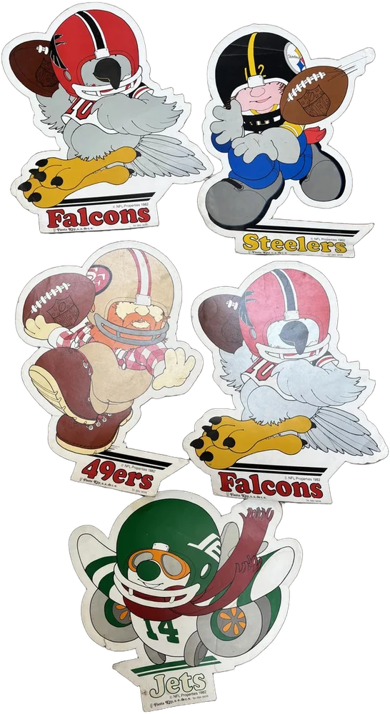 Vintage 5 Carteles Mascotas Nfl 1982 Nfl
