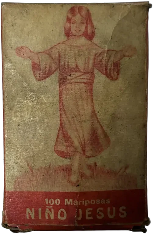 Antigua Cajita De Cartón Coleccionable Niño Jesús Mariposas