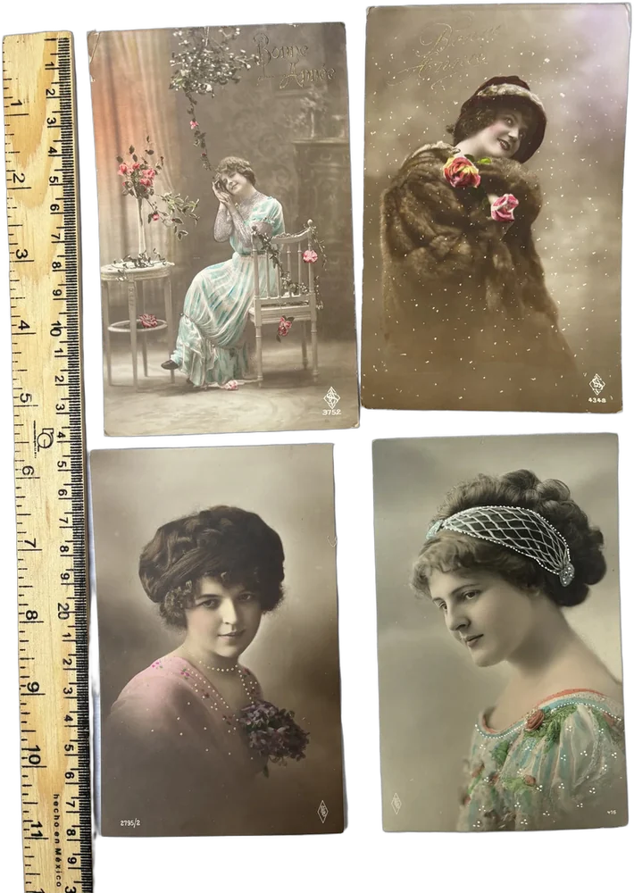 Lote De 4 Postales De Mujeres Época Eduardiana