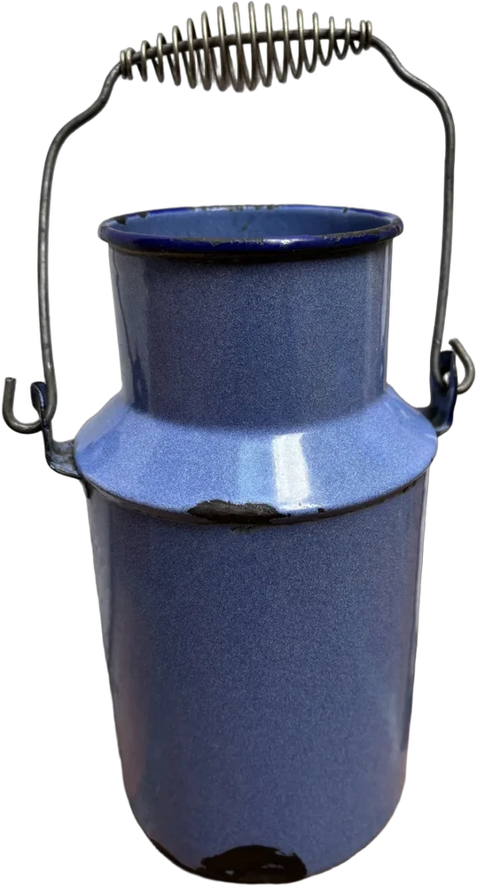 Vintage Lechera Esmaltada Azul Acero S/t Decoración Azul Acero