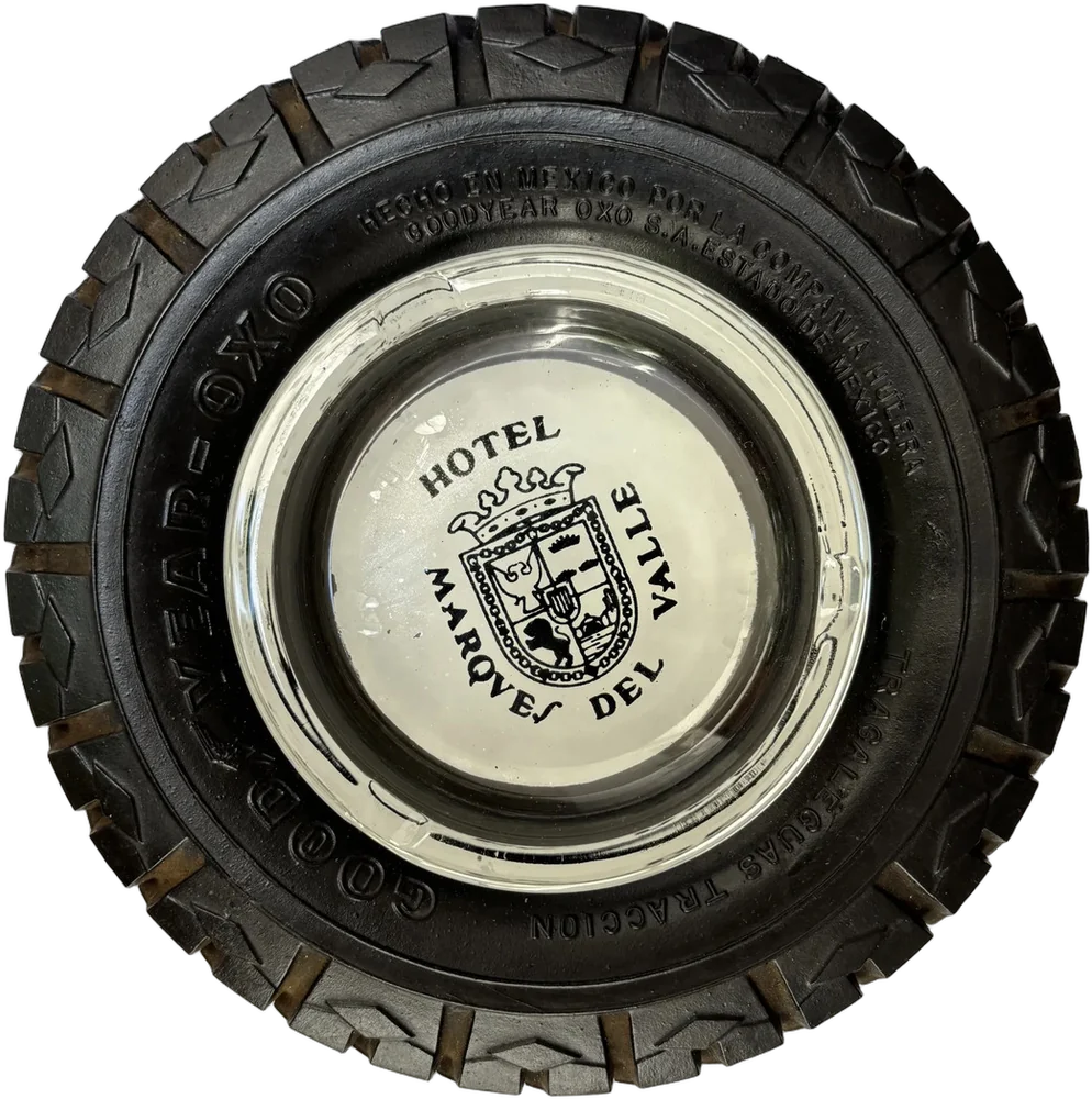 Vintage Cenicero De Llanta Traga Leguas Good Year-oxo Negro Llanta