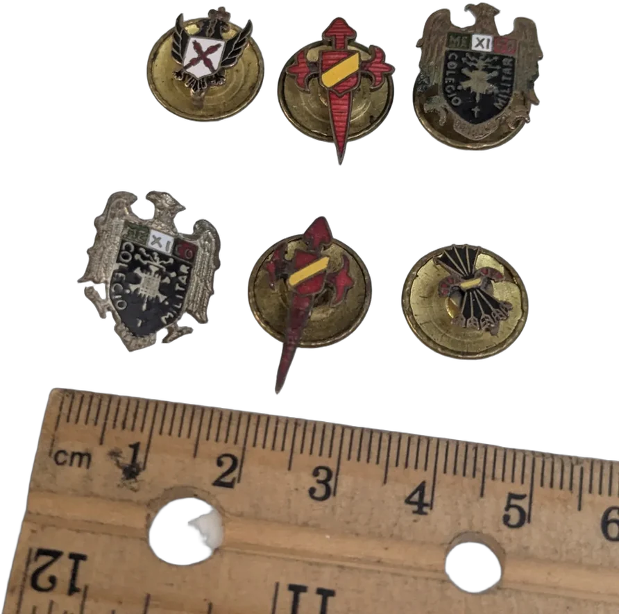 Antiguo Lote De 6 Pines Militares Heroico Colegio Militar Coral País