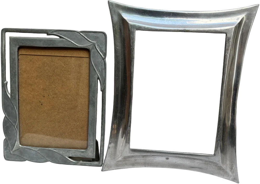 Vintage Par De Marcos De Pewter Usados Plateado
