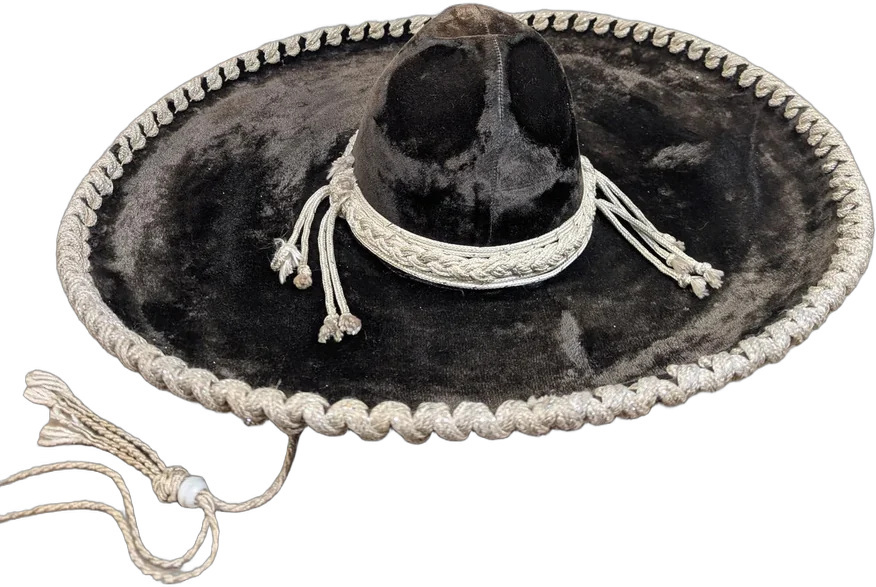 Antiguo Sombrero De Charro Marca Pigalle Calidad 5x Negro Con Detalles Beige — imagen 1