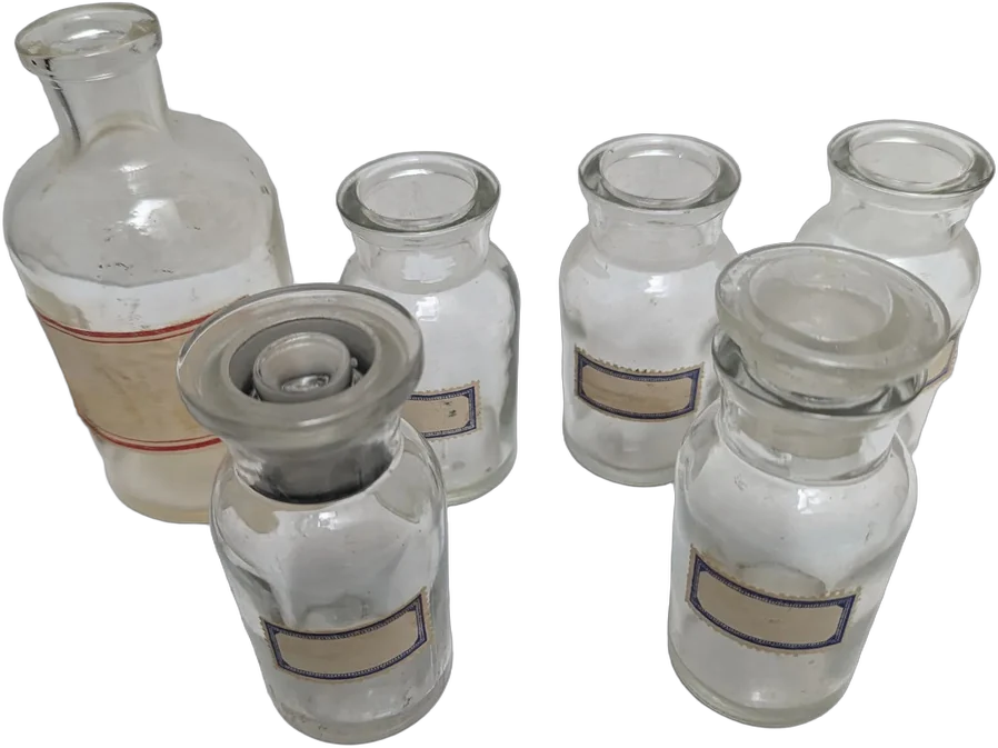 Antiguo Lote De Frascos De Botica Y Farmacia - 6 Piezas Botica