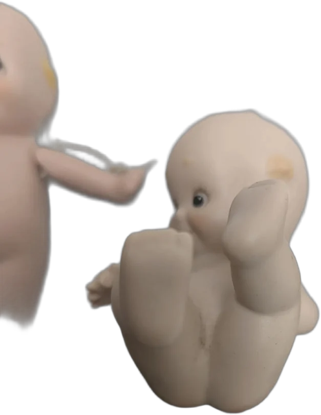 Antiguo Lote De 3 Muñecos Kewpie Bisque Alas Azules